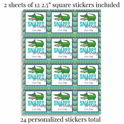 AmandaCreation Personalized Alligator Gift Tag Stickers 24pc. Image 3