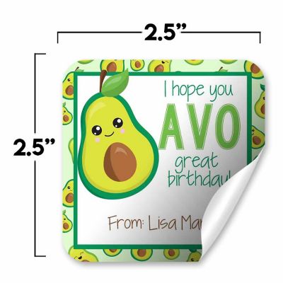 AmandaCreation Personalized Avocado Gift Tag Stickers 24pc. Image 1