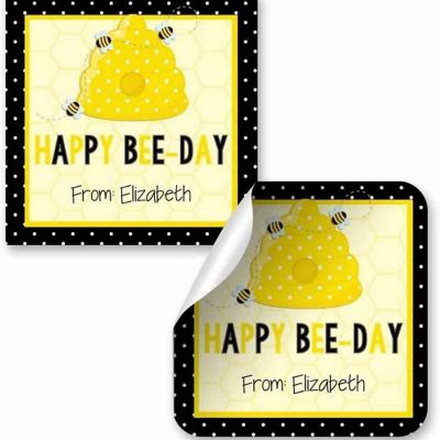 AmandaCreation Personalized Bumble Bee Gift Tag Stickers 24pc. Image 1