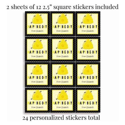 AmandaCreation Personalized Bumble Bee Gift Tag Stickers 24pc. Image 1