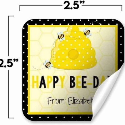 AmandaCreation Personalized Bumble Bee Gift Tag Stickers 24pc. Image 2