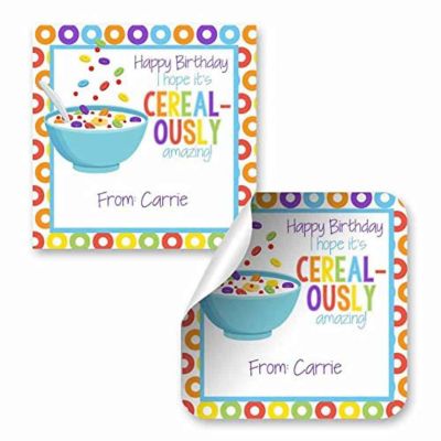 AmandaCreation Personalized Cereal-Ously Amazing Gift Tag Stickers 24pc. Image 1