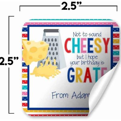 AmandaCreation Personalized Cheesy Gift Tag Stickers 24pc. Image 1
