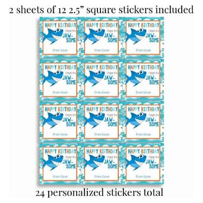 AmandaCreation Personalized JAW-Some Gift Tag Stickers 24pc. Image 1