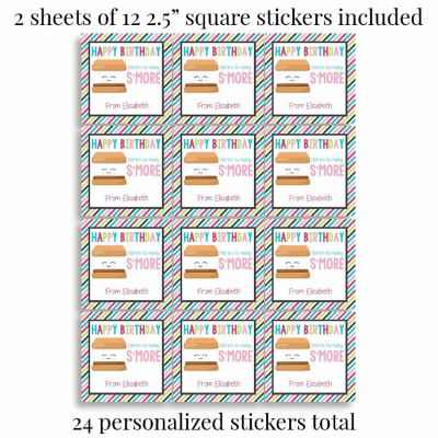 AmandaCreation Personalized Many S'more Gift Tag Stickers 24pc. Image 1