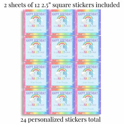 AmandaCreation Personalized Narwhal Gift Tag Stickers 24pc. Image 2
