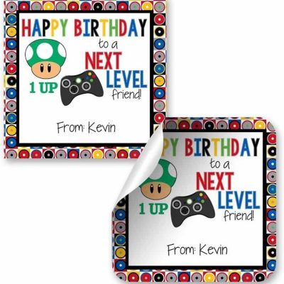AmandaCreation Personalized Next Level Gamer Gift Tag Stickers 24pc. Image 1