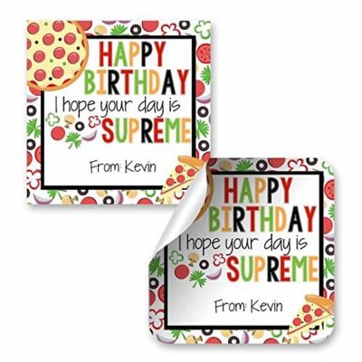 AmandaCreation Personalized Supreme Pizza Gift Tag Stickers 24pc. Image 1