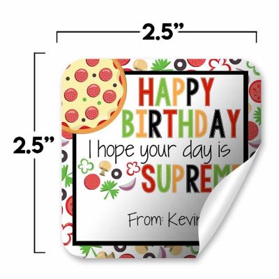 AmandaCreation Personalized Supreme Pizza Gift Tag Stickers 24pc. Image 1