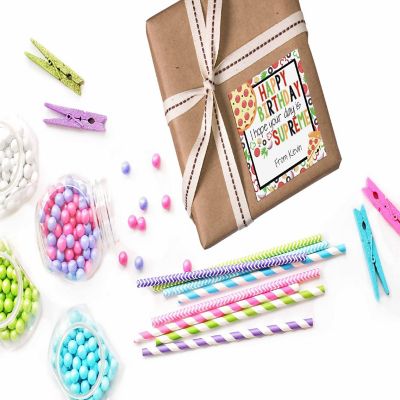 AmandaCreation Personalized Supreme Pizza Gift Tag Stickers 24pc. Image 2