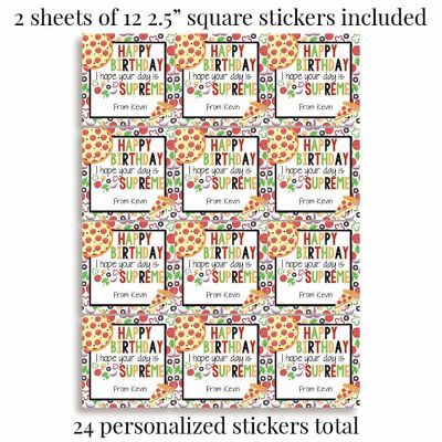AmandaCreation Personalized Supreme Pizza Gift Tag Stickers 24pc. Image 3