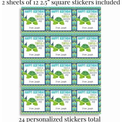 AmandaCreation Personalized Turtle-Y Awesome Gift Tag Stickers 24pc. Image 1