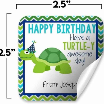 AmandaCreation Personalized Turtle-Y Awesome Gift Tag Stickers 24pc. Image 3