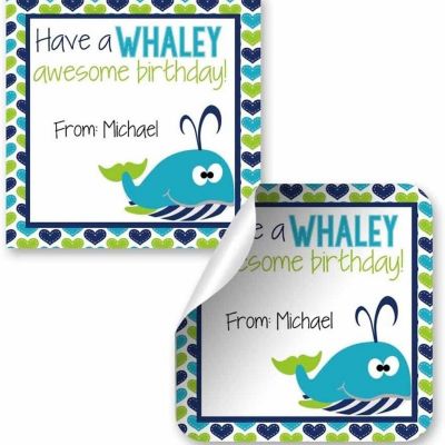 AmandaCreation Personalized Whaley Awesome Gift Tag Stickers 24pc. Image 1