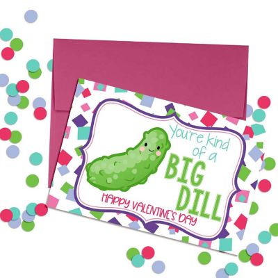 AmandaCreation Pickle Valentine Greeting Card 2pc. Image 1