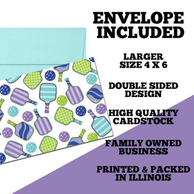 AmandaCreation Pickleball Themed Blank Folded Greeting Card 2pc. Image 1