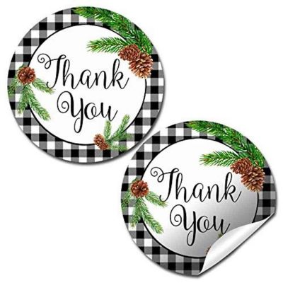 AmandaCreation Pinecone Greenery Thank You Stickers 40pc. Image 1