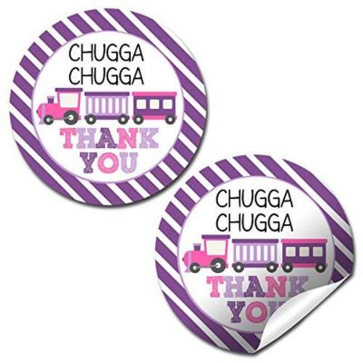AmandaCreation Pink and Purple Train Envelope Seals 40pc. Image 1