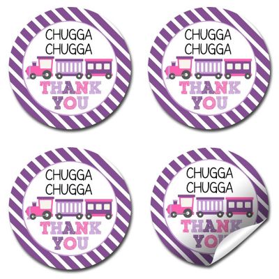 AmandaCreation Pink and Purple Train Envelope Seals 40pc. Image 1