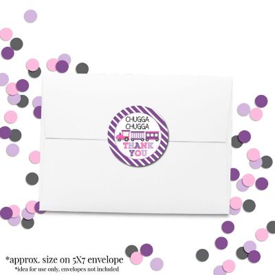 AmandaCreation Pink and Purple Train Envelope Seals 40pc. Image 2