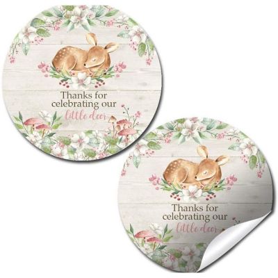 AmandaCreation Pink Deer Floral Envelope Seals 40pc. Image 1