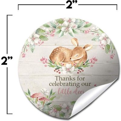 AmandaCreation Pink Deer Floral Envelope Seals 40pc. Image 1