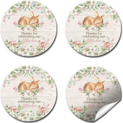 AmandaCreation Pink Deer Floral Envelope Seals 40pc. Image 3