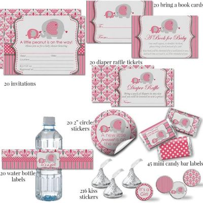 AmandaCreation Pink Elephant Party Bundle 381pc. Image 1