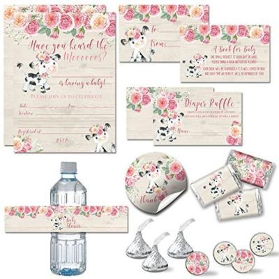 AmandaCreation Pink Floral Cow Party Bundle 381pc. Image 1