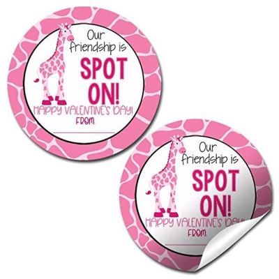 AmandaCreation Pink Giraffe Valentine Envelope Seals 40pc. Image 1