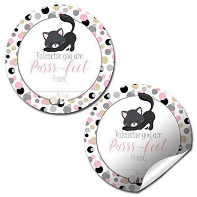 AmandaCreation Pink Kitty Valentine Envelope Seals 40pc. Image 1