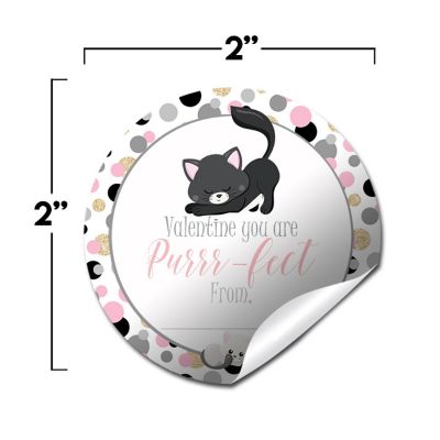 AmandaCreation Pink Kitty Valentine Envelope Seals 40pc. Image 2