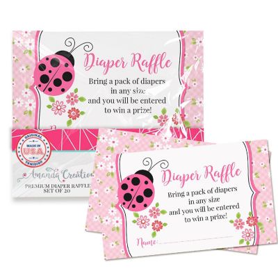 AmandaCreation Pink Ladybug Diaper Raffle Tickets 20pc. Image 1