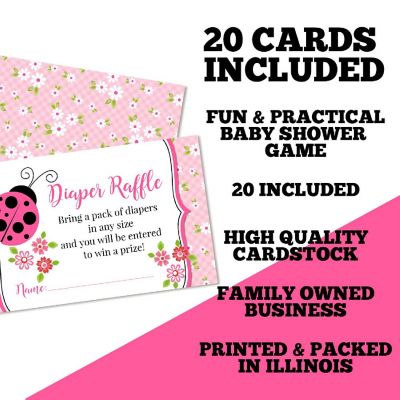 AmandaCreation Pink Ladybug Diaper Raffle Tickets 20pc. Image 1