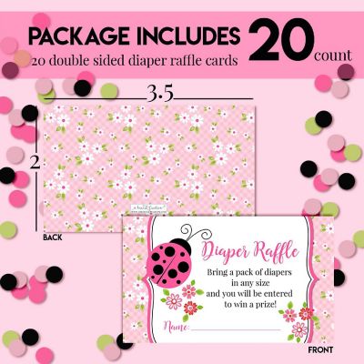 AmandaCreation Pink Ladybug Diaper Raffle Tickets 20pc. Image 3