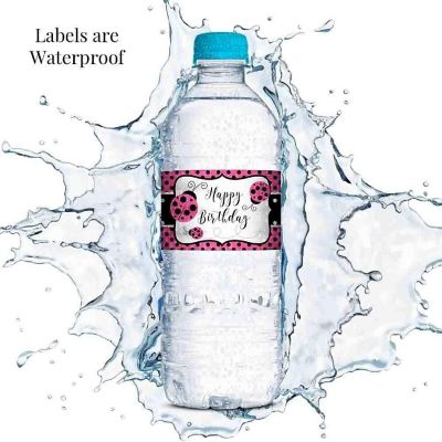 AmandaCreation Pink Ladybug Water Bottle Labels 20pcs. Image 2