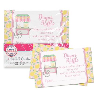 AmandaCreation Pink Lemon Diaper Raffle Tickets 20pc. Image 1