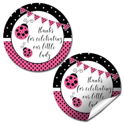 AmandaCreation Pink Lucky Ladybug Envelope Seals 40pc. Image 1