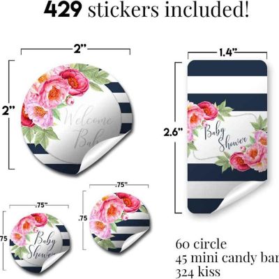 AmandaCreation Pink Peony and Navy Sticker Bundle 429pc. Image 1