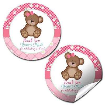 AmandaCreation Pink Teddy Bear Envelope Seals 40pc. Image 1