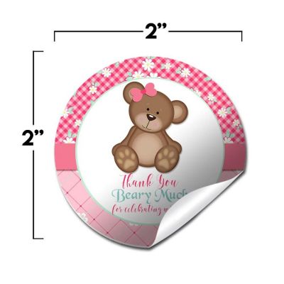 AmandaCreation Pink Teddy Bear Envelope Seals 40pc. Image 1