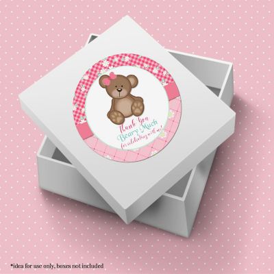 AmandaCreation Pink Teddy Bear Envelope Seals 40pc. Image 2