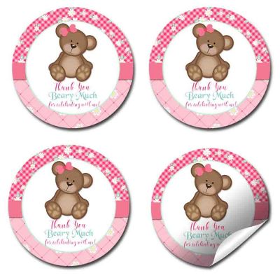 AmandaCreation Pink Teddy Bear Envelope Seals 40pc. Image 3