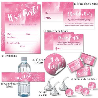AmandaCreation Pink Watercolor Party Bundle 381pc. Image 1