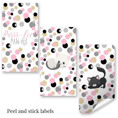 AmandaCreation Polka Dot Kitty Mini Candybar Wrappers 45pcs. Image 1
