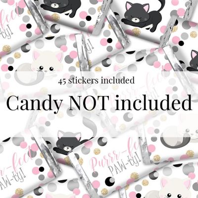 AmandaCreation Polka Dot Kitty Mini Candybar Wrappers 45pcs. Image 2