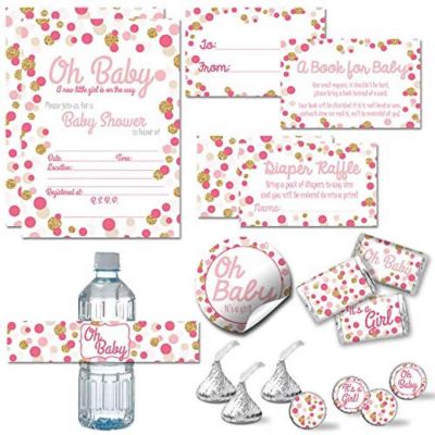 AmandaCreation Polka Dot Pink and Gold Party Bundle 381pc. Image 1
