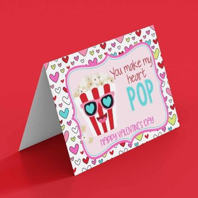 AmandaCreation Popcorn Valentine Greeting Card 2pcs. Image 1