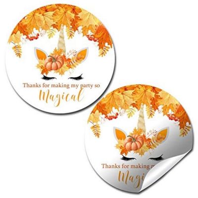 AmandaCreation Pumpkin Unicorn Envelope Seals 40pc. Image 1