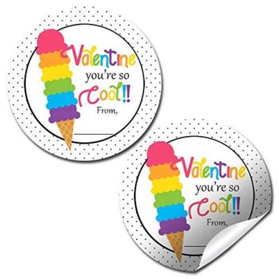 AmandaCreation Rainbow Ice Cream Valentine Envelope Seals 40pc. Image 1